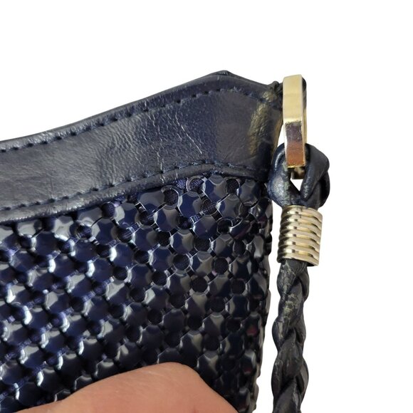 Metal Mesh Shoulder Bag Navy Blue Womens 12x9" Braided Strap Whimsy Coastal - Picture 7 of 16